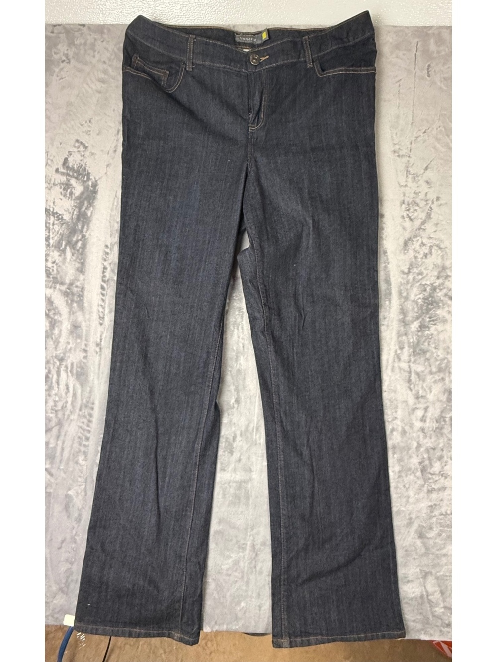 Venezia Womens Jeans 4 Tall Stretch Bootcut Dark Wash Denim 99% Cotton Y2K